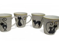 Hrnek kočky černá silueta 4 druhy/1ks